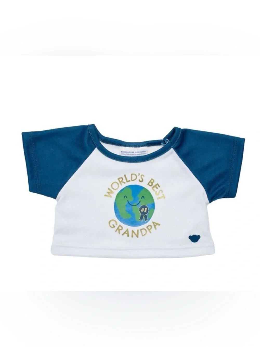 NWT Build-A-Bear Workshop World's Best Grandpa Shirt Top White Blue RARE HTF